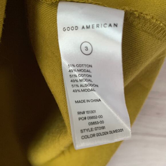 Good American Strong Shoulder Pad Sleeveless Shirt Pea Green Size 3 or Large - Picture 9 of 13